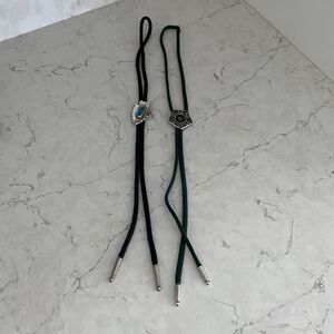 Pair of Native American Western Cowboy Pentagon & Fish Bolas Costume Jewelry